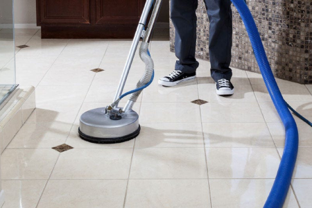 tile cleaning by instrument with the help of professional